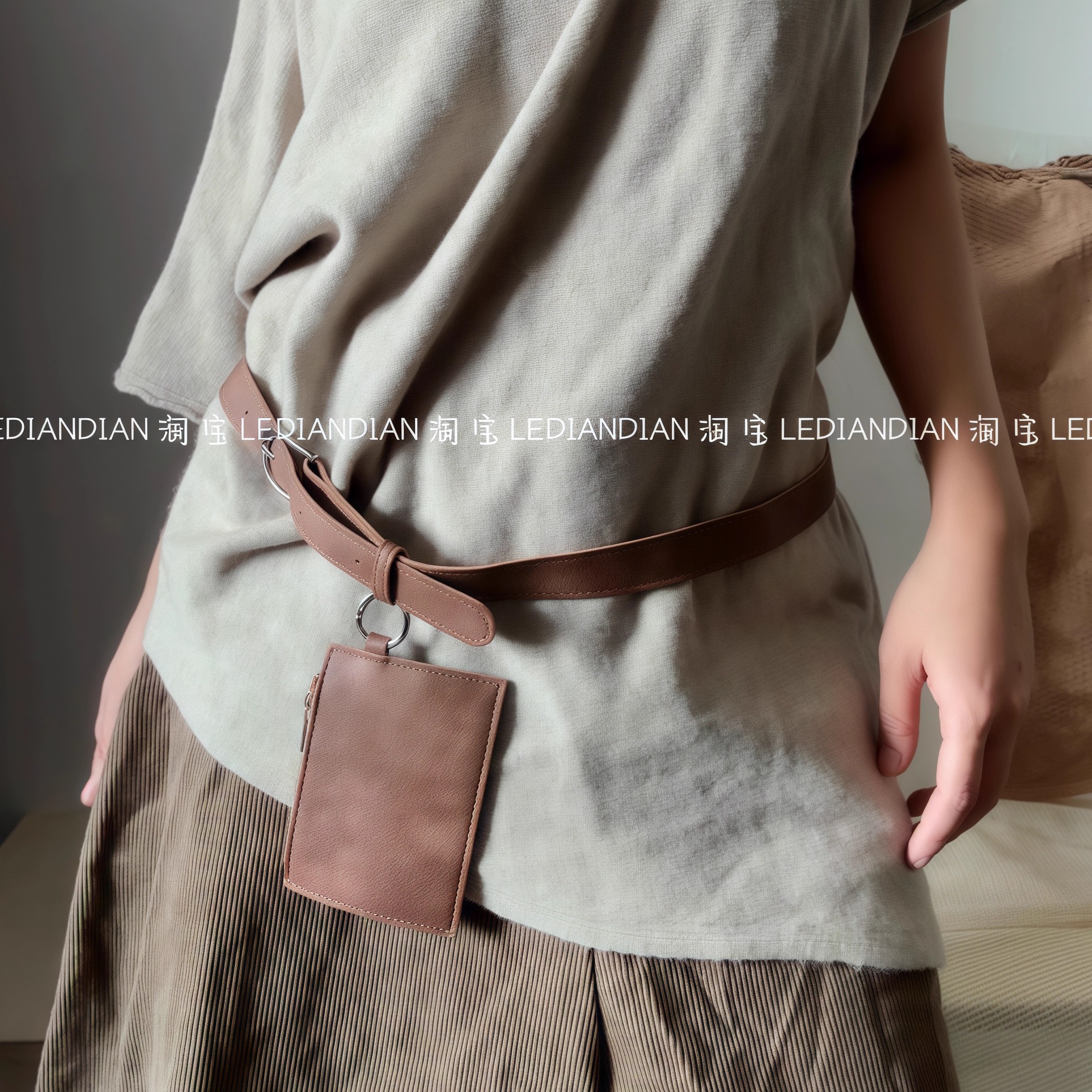 质感INS皮带！腰带腰包棕色皮质