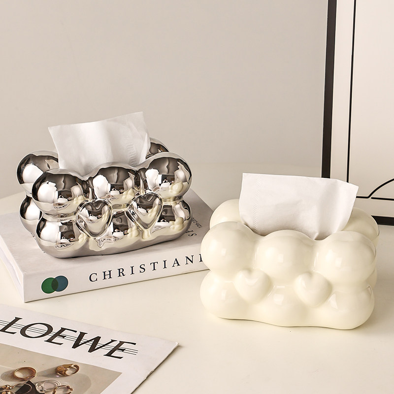 速发棉花家奶油风纸巾盒摆创客厅高档抽纸盒件意糖用茶几桌面装饰