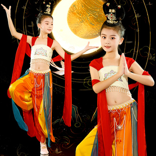 速发敦煌飞天汉服舞蹈服风童演出服异域装儿典琵琶舞衣服古童套装