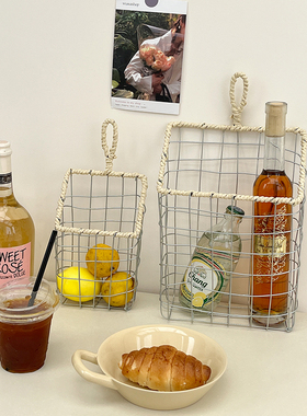 速发可挂式铁纳收纳筐壁挂置厨篮编织铁丝收艺篮物房杂物挂篮