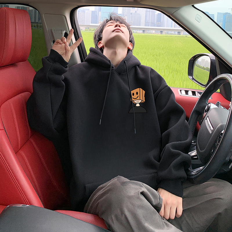 速发美式情休装卫松宽衣男春2025新款港风侣闲运动套头衫男生外套