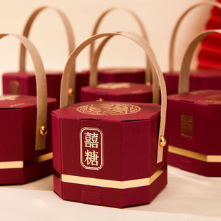 速发2024新款结婚盒子装婚盒空盒婚礼糖袋伴手礼盒糖盒包订盒