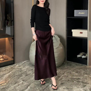 两件套裙高级感时尚上衣女装早秋穿搭气质酒红色半身裙美拉德套装