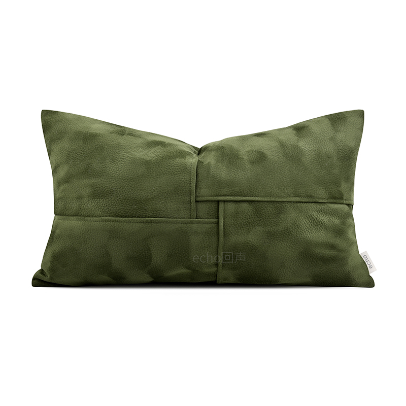 绿色拼接抱枕酒店会所别墅样板间腰枕沙发客厅轻奢高级感现代简约