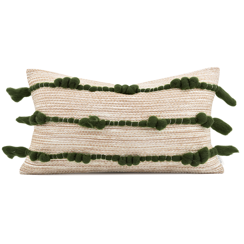 杏绿色腰抱枕样板间民宿侘寂简约