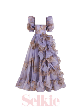 【中国隐藏款】维纳斯印花紫色礼服裙 Selkie Collection副纱