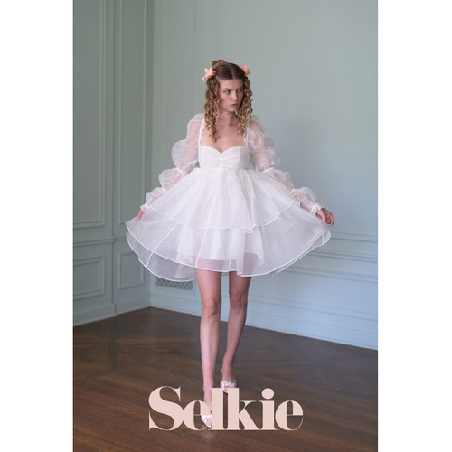 Selkie象牙白真丝礼服裙