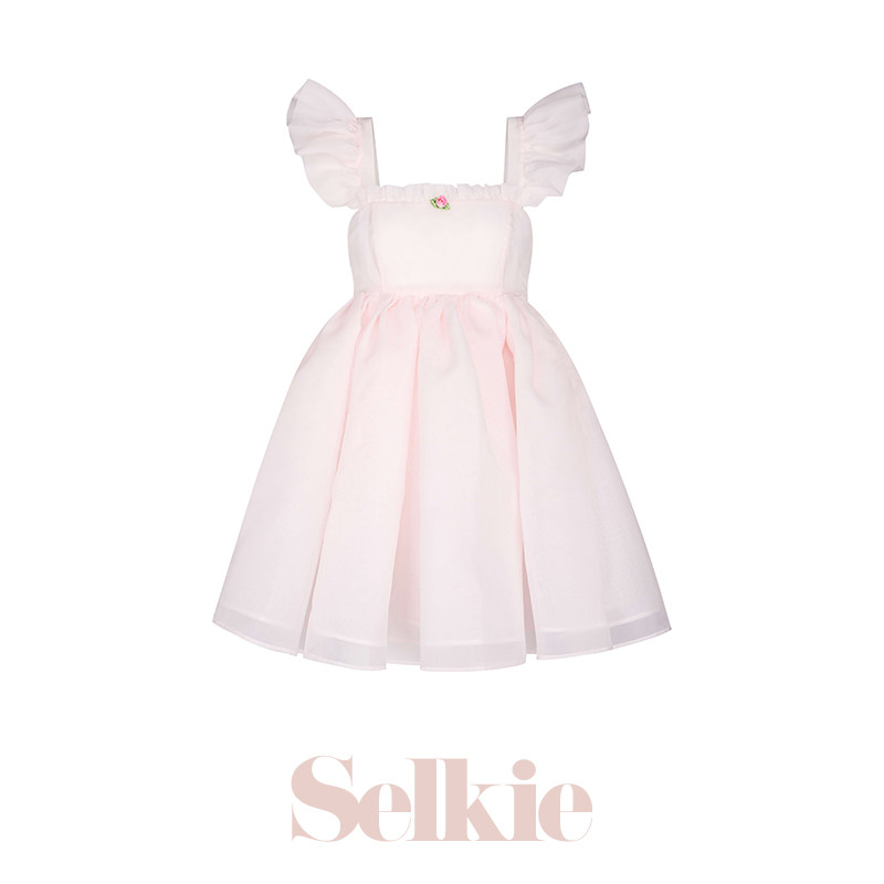 【经典系列】草莓奶昔粉 迷你荷叶边肩带连衣裙Selkie collection