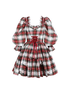 早秋系列｜啤酒节红格子 迷你五分袖连衣裙Selkie Collection