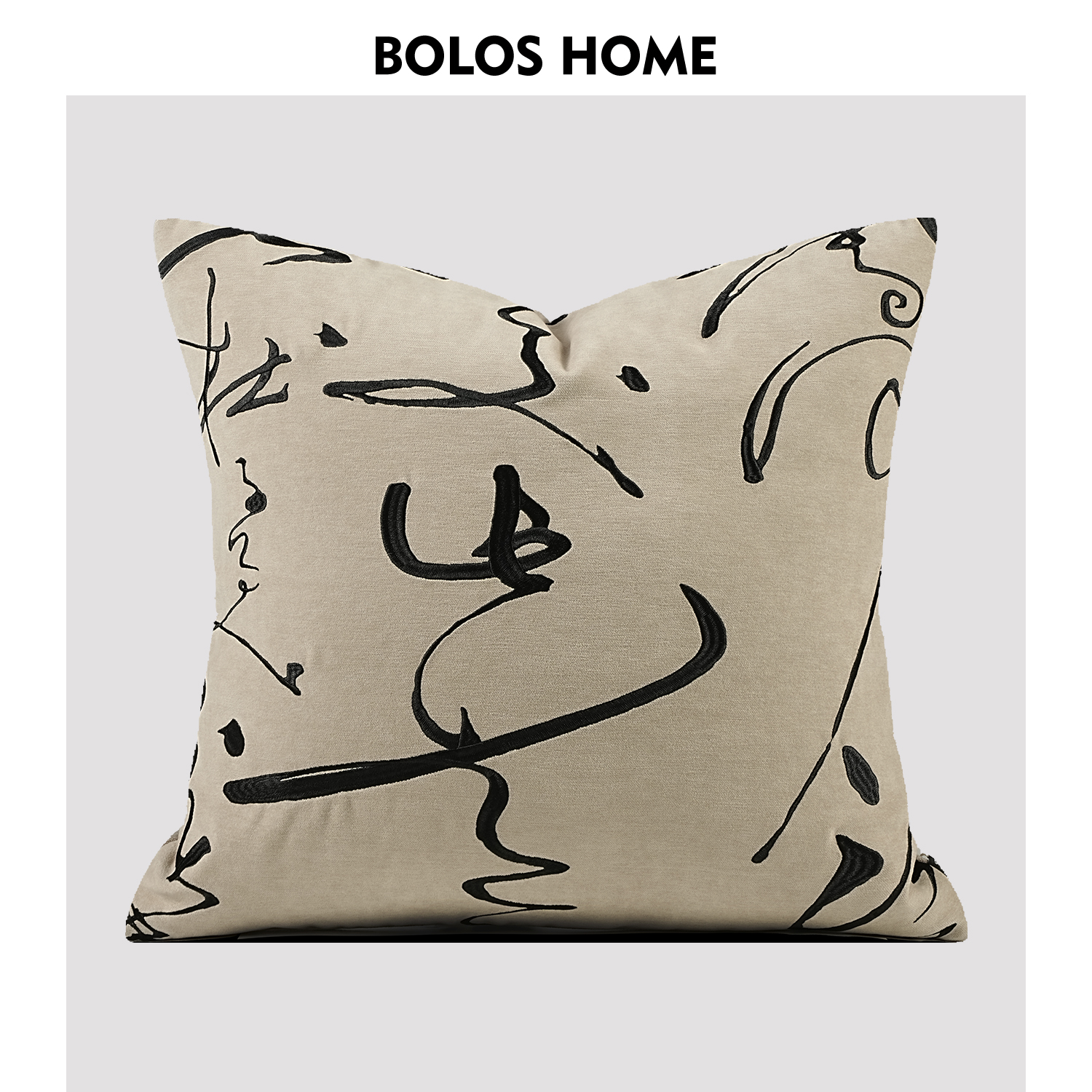 BOLOS HOME米黑线条中古抽象美学抱枕轻奢客厅沙发高档靠垫高级感