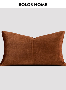 BOLOS现代简约轻奢样板间橘橙色肌理绒抱枕沙发床上腰枕背靠垫套