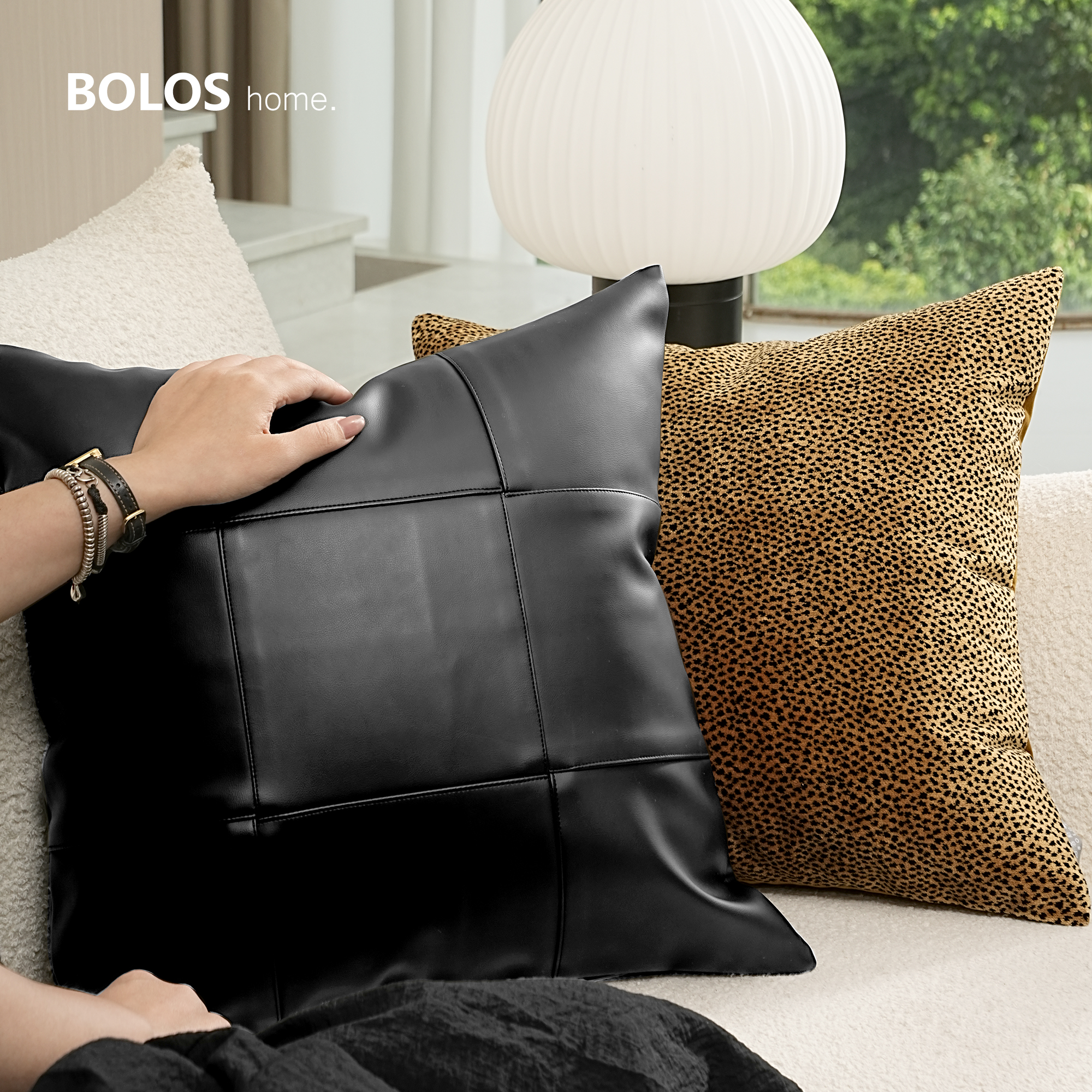 柏洛斯Mosson『穆尚』轻奢高级感咖色混纺沙发卧室抱枕腰靠样板间