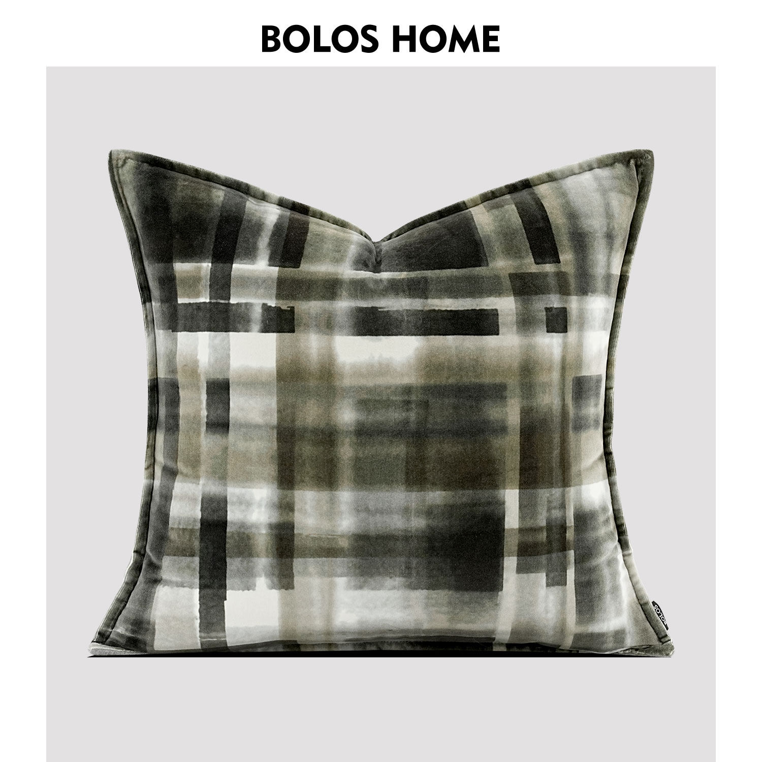 柏洛斯绿色格纹沙发卧室抱枕腰靠