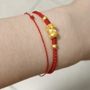 正品黄金999足金招财貔貅宝宝手链转运珠皮丘送女友老婆七夕礼物