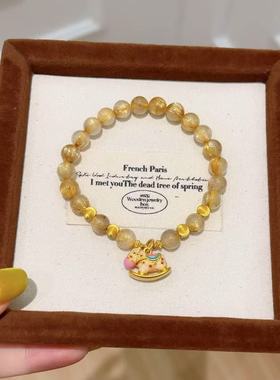 正品新款黄金足金999小木马摇摇马手链 送女友老婆七夕情人节礼物