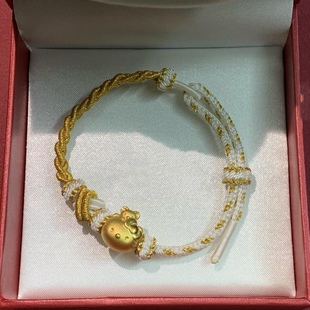 KT猫黄金hello Kitty手链女999足金猫背小熊送女友七夕情人节礼物