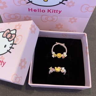 hello kitty黄金戒指足金999凯蒂猫kt猫指环送女友七夕情人节礼物
