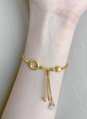 福袋新款黄金平安扣手链女足金999手绳 送女友老婆七夕情人节礼