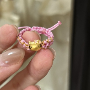 hello kitty黄金戒指足金999凯蒂猫kt猫指环送女友七夕情人节礼物