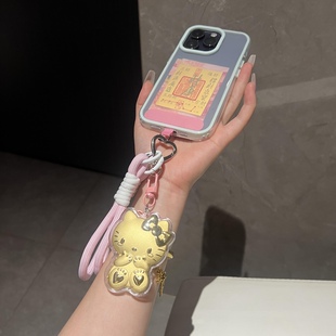 hello kitty黄金手机挂件足金999凯蒂猫kt猫送女友七夕情人节礼物