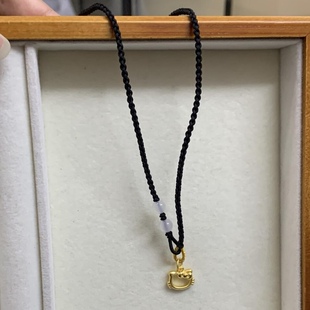 足金999hello kitty项链吊坠黄金KT猫蝴蝶结送女友老婆七夕礼物