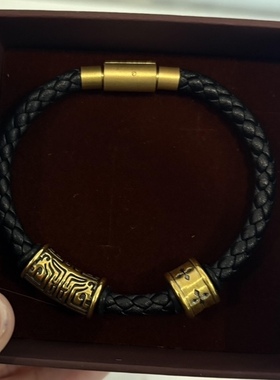 黄金黑金刺青信念饕餮图腾手链男999足金送女友男友老婆七夕礼物
