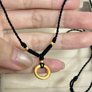 新款黄金吊坠999足金平安扣小金珠项链女 送女友七夕情人节礼物