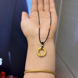 新款黄金吊坠999足金平安扣小金珠项链女 送女友七夕情人节礼物