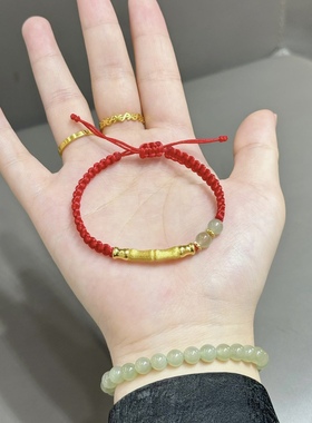 正品足金999黄金竹节手链节节高升手串 送女友老婆七夕情人节礼