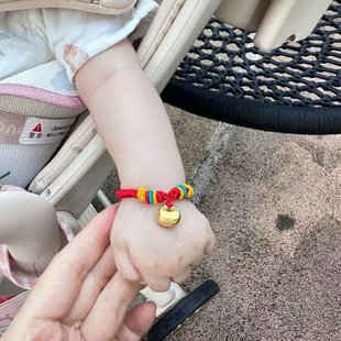 宝宝黄金小胖福手链金坨坨足金999编绳手绳婴儿满月儿童周岁金饰