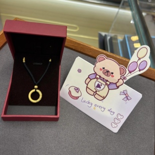 新款黄金吊坠999足金平安扣小金珠项链女 送女友七夕情人节礼物