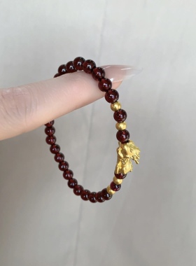 正品黄金999足金招财貔貅宝宝手链转运珠皮丘送女友老婆七夕礼物