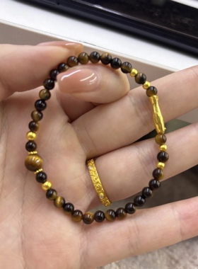 古法黄金小金鱼手链女999足金小鱼手串送女友老婆七夕情人节礼物