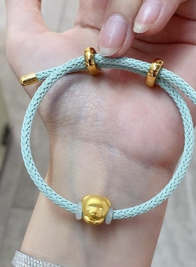 足金十二生肖本命年999黄金转运珠手链3D硬金宝宝兔牛猴蛇猪猴鸡