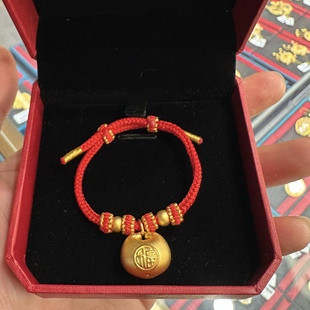 宝宝黄金小胖福手链金坨坨足金999编绳手绳婴儿满月儿童周岁金饰