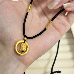 新款黄金吊坠999足金平安扣小金珠项链女 送女友七夕情人节礼物