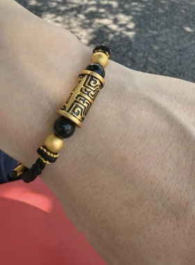 黄金手链饕餮图腾足金999男生手串纯金送男友送女友老婆七夕礼物