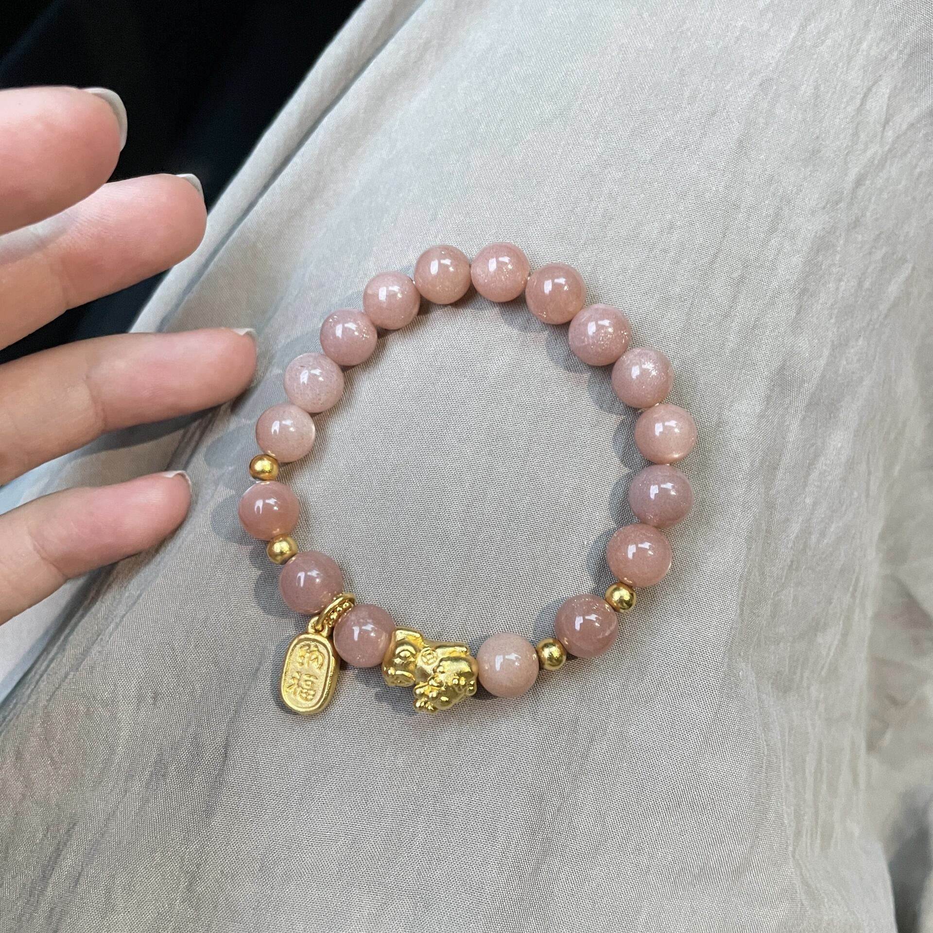 黄金貔貅3D硬金皮丘转运珠手链999足金手串 送女友老婆情人节礼物