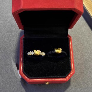 hello kitty黄金戒指足金999凯蒂猫kt猫指环送女友七夕情人节礼物