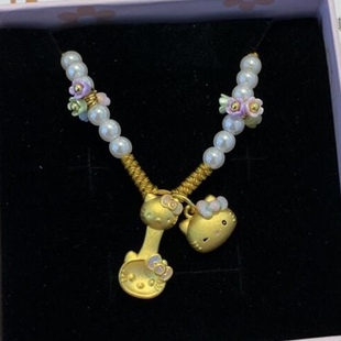 黄金KT勺吊坠足金999凯蒂猫hello kitty项链女送女友老婆七夕礼物