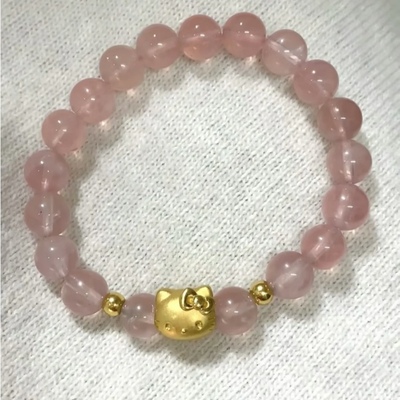 足金999hello kitty手链凯蒂猫黄金KT猫蝴蝶结送女友老婆七夕礼