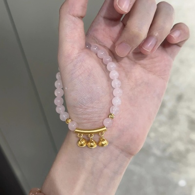 新款黄金竹节铃铛弯管手链女999足金纯金手串送女友老婆七夕礼物