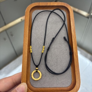 新款黄金吊坠999足金平安扣小金珠项链女 送女友七夕情人节礼物