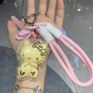 hello kitty黄金手机挂件足金999凯蒂猫kt猫送女友七夕情人节礼物