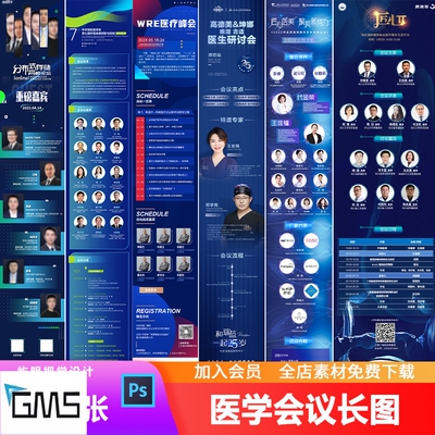 医院医疗峰会医学研讨会专家团队介绍个人简介H5长图海报PSD模板