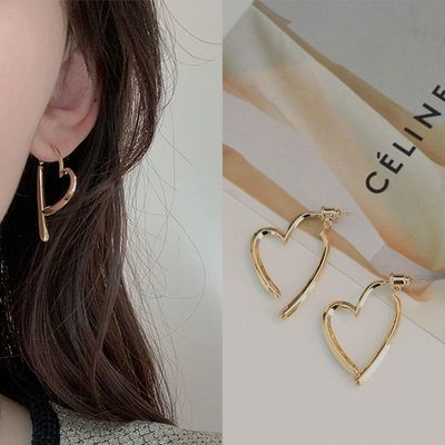 爱心耳环冷淡风耳圈简单