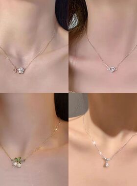 夏轻奢小众出游搭配2024新款玫瑰锁骨链高级感小众设计樱花项链女