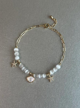 复古海星贝壳手链 vintage中古高颜值串珠手链清冷适合夏天手饰