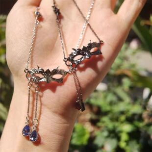 创意晚会派对面具锁骨链水滴镶钻个性礼物吊坠cosplay项链