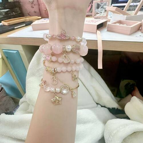 小红书爆款金粉世家粉串珠手链轻奢高级感小众手串甜美显富贵送礼